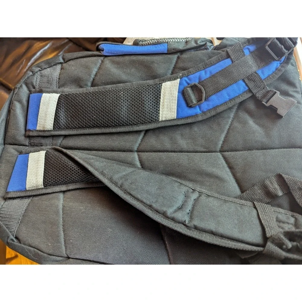 Mountain Terrain Backpack Black Blue Multi-Pockets School Backpack Zippered